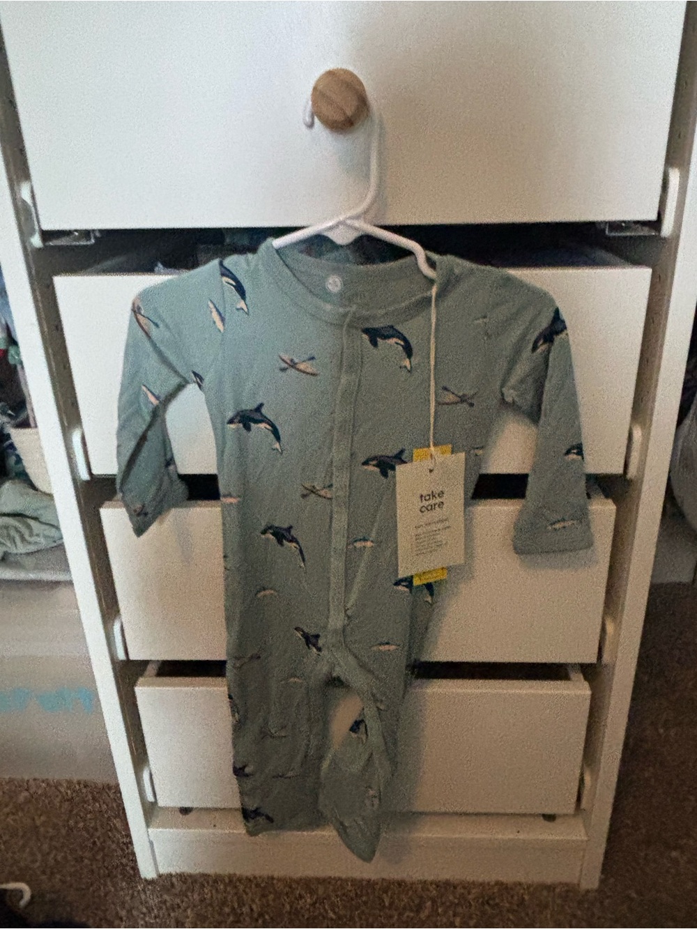 Kyte Baby Long-Sleeve Dolphin Print One-Piece in blue nwt